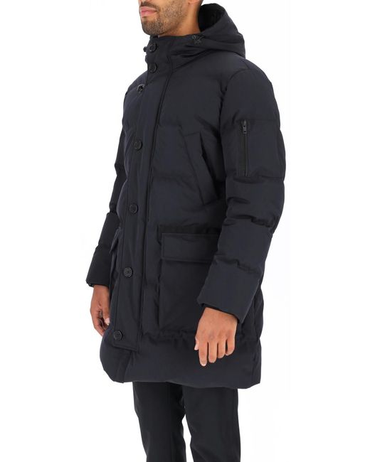 Fay Blue Quilted Parka Coat for men
