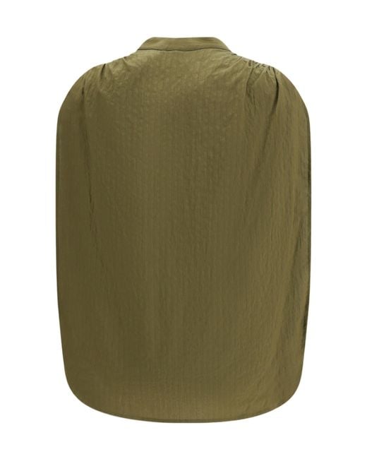 DARKPARK Green Tracy Textured Gathered Blouse