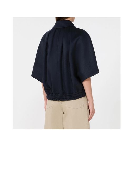 Max Mara Blue Draped Boxy Cape