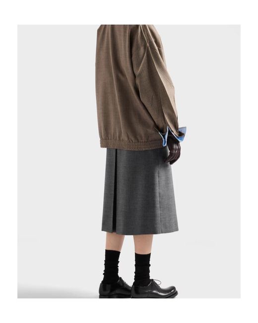 Prada Gray Rush Stitch Midi-Skirt