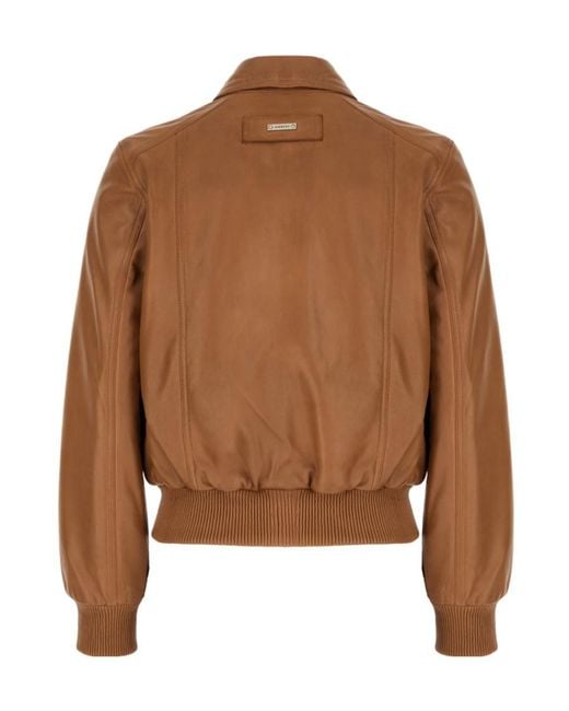 Iceberg Brown Leather Bomber Jacket