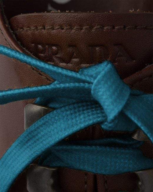 Prada Brown Antiqued Leather Lace-Up Shoes