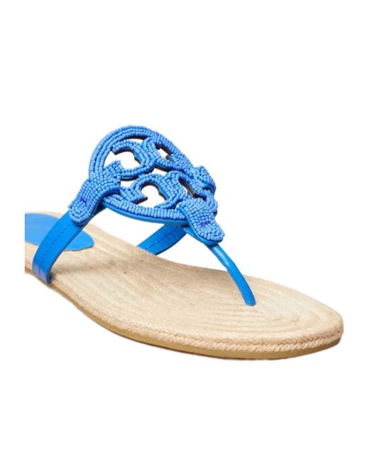 Tory Burch Blue Miller Beaded Espadrilles