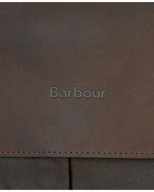 Barbour Brown Foldover Logo Embossed Briefcase for men
