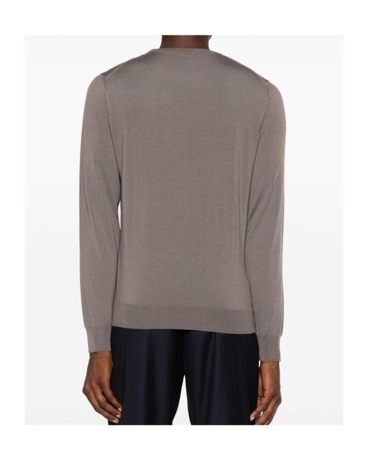 Drumohr Gray Ribbed Crew Neck Knitwear for men