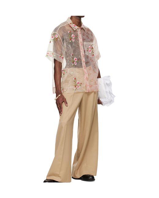 Simone Rocha Natural Sheer Patchwork Loose Shirt for men