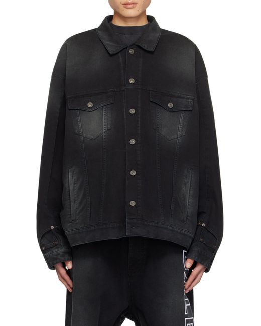 Balenciaga Black Deconstructed Straight Hem Denim Jacket for men