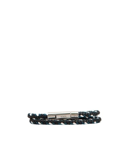Tod's White My Colors Braided Leather Bracelet for men
