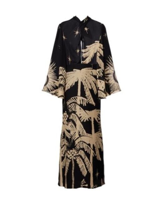 Johanna Ortiz Black Printed Silk Maxi Dress