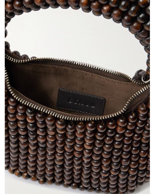 Staud Brown Reef Beaded Top-Handle Bag