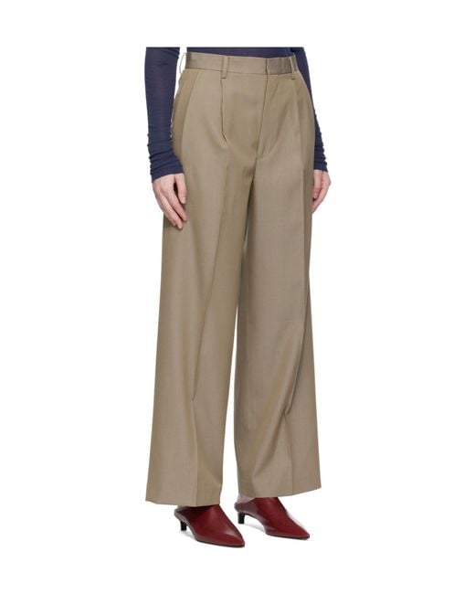 Auralee Gray Wool Wide-Leg Pleated Pants
