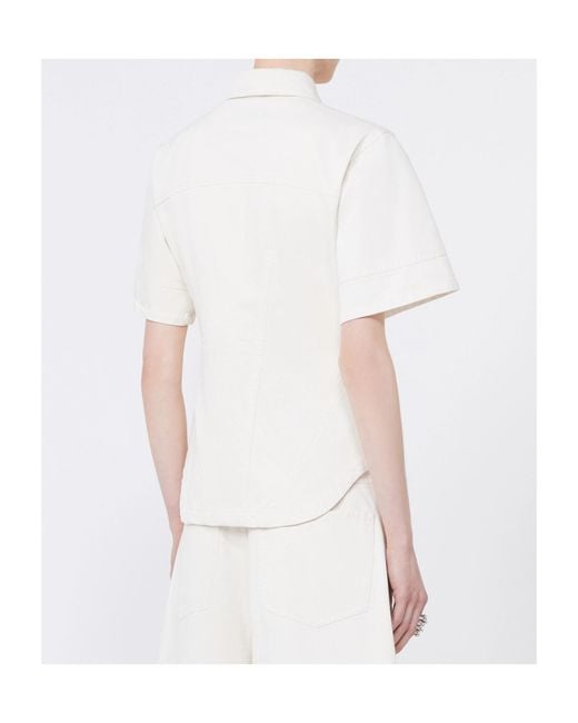Sportmax White Button-Up Short-Sleeve Shirt
