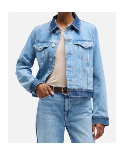 7 For All Mankind Blue Buttoned Denim Jacket