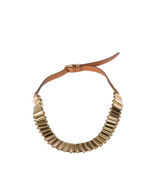 Miu Miu Metallic Metal And Leather Necklace