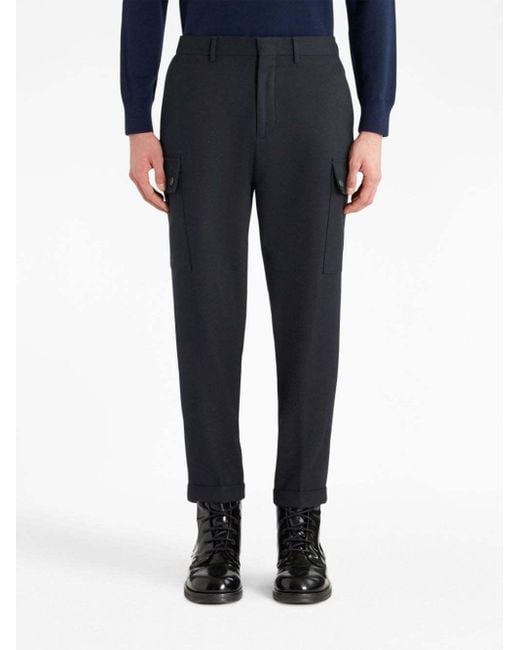 Etro Blue Cargo-Pockets Stretched Tapered Trousers for men
