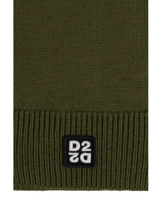 DSquared² Green Logo Hat And Scarf Set for men