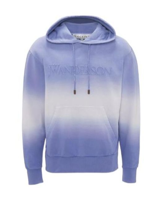 J.W. Anderson Blue Jw Anderson Logo Embroidered Drawstring Hoodie for men