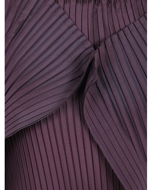 Issey Miyake Purple Pleated Layered-Effect Maxi Skirt