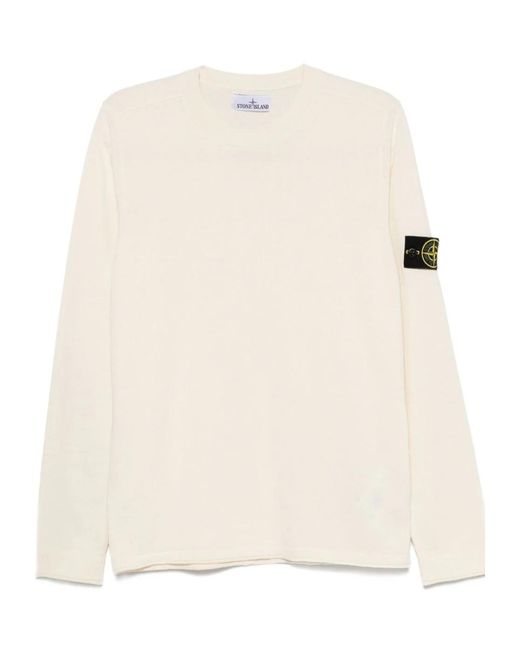 Stone Island Natural Logo Patch Crewneck Jumper for men