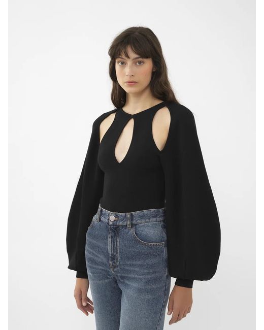 Chloé Black Hollow Wool Sweater