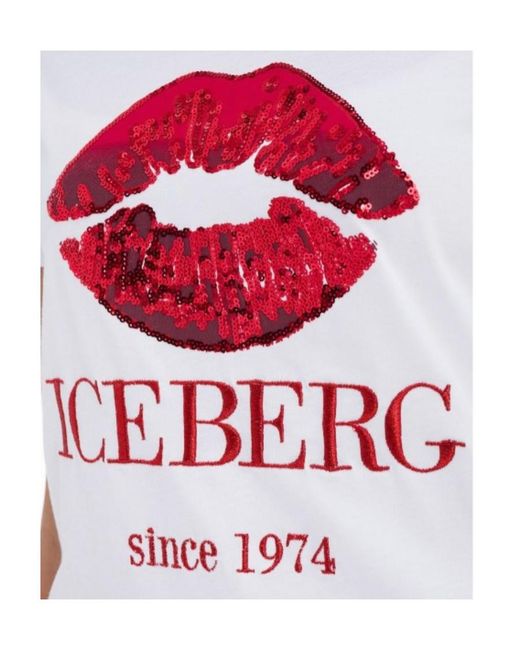 Iceberg White Sequin Logo T-Shirt