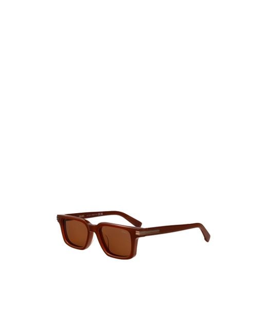 Zegna Brown Rectangular Frame Sunglasses for men