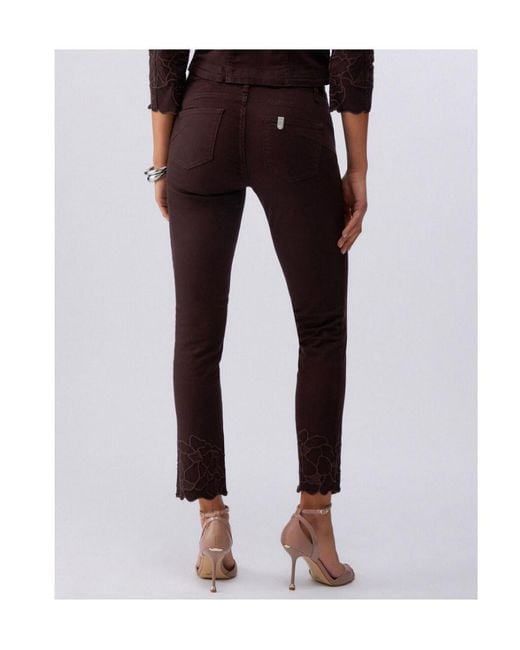 Liu Jo Purple Floral Embroidered Skinny Trousers