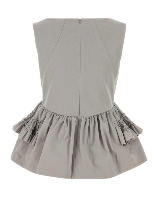 Dries Van Noten Gray Casey Ruffled Peplum Top