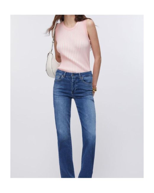 Liu Jo Pink Two-Tone Ribbed Tank Top