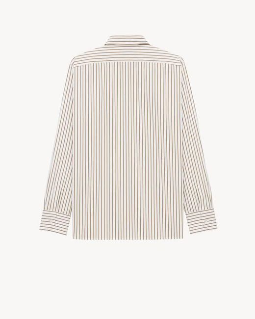 Saint Laurent White Striped Long-Sleeved Shirt