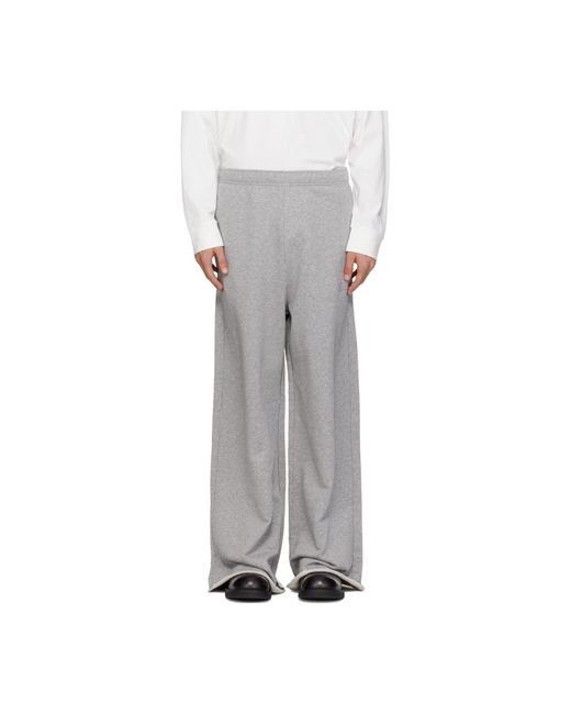 MM6 by Maison Margiela Gray Embroidered Logo Sweatpants for men