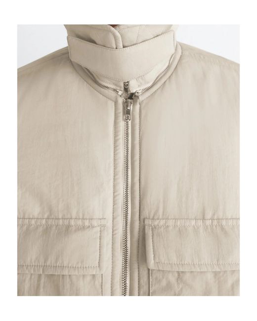 Lemaire Natural Detachable-Collar Zip-Up Puffer Jacket