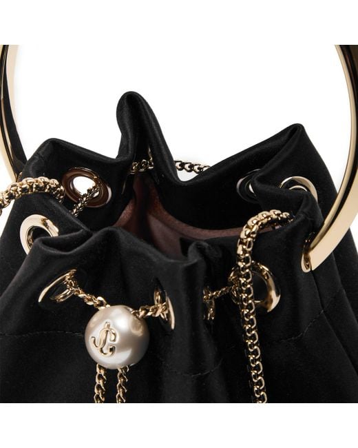 Jimmy Choo Black Satin Drawstring Bucket Bag