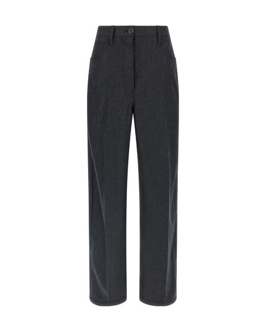 Prada Blue Logo Detailed Pleated Trousers
