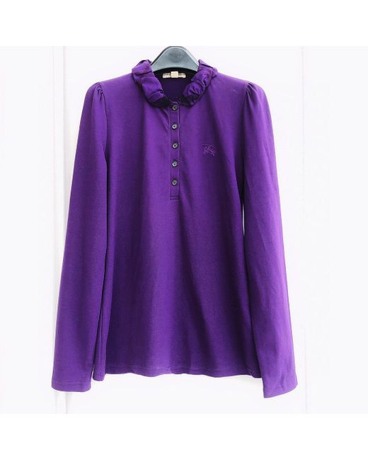 Burberry Purple Logo Long-Sleeved Polo Shirt