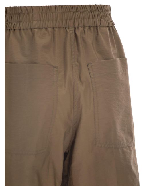 Brunello Cucinelli Natural Pleated Wide-Leg Pants