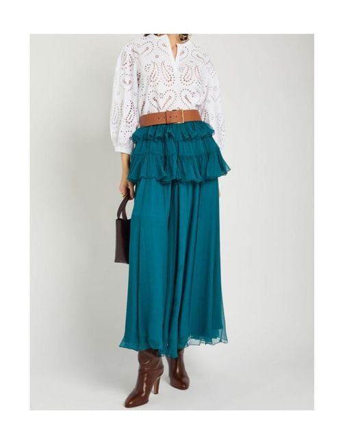 Etro White Open-Embroidery Cotton-Blend Blouse