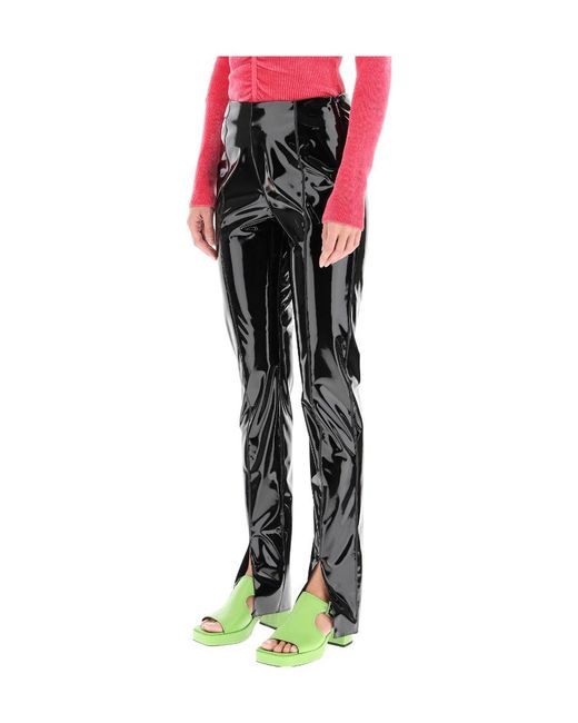MSGM Black High-Shine Fitted Trousers