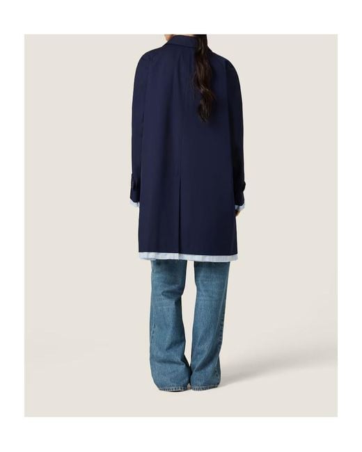 Miu Miu Blue Long-Sleeved Button-Up Coat