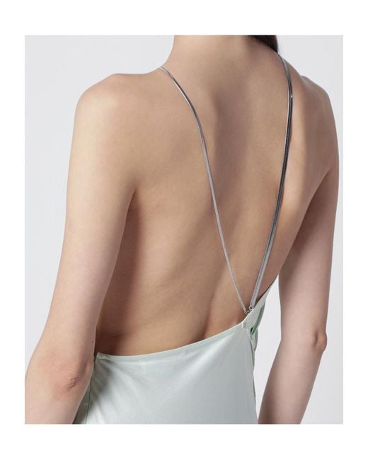 Victoria Beckham White Aloe-Coloured Long Dress With Chain Detail