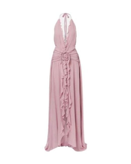Blumarine Pink Ruffled Georgette Gown