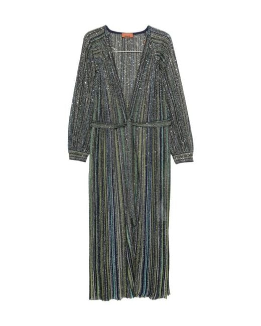 Missoni Gray Sequin-Embellished Striped Cardigan