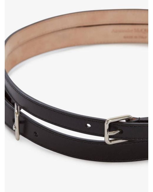 McQueen White Thin Double Wrap Belt