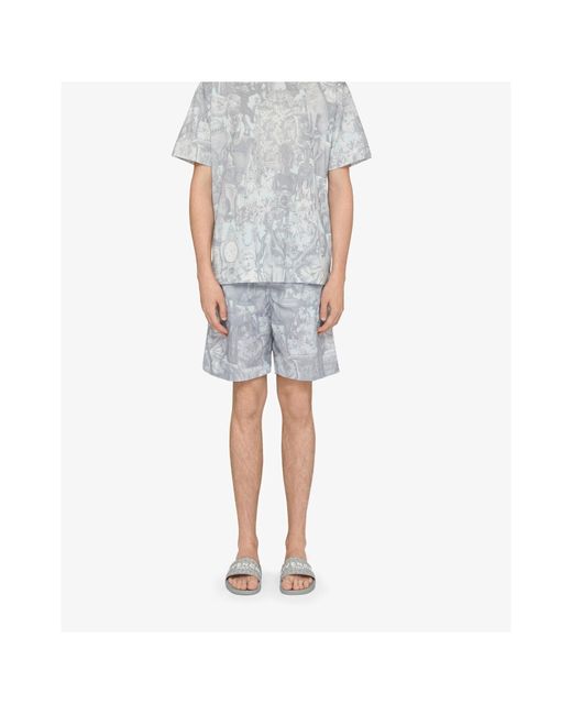 Givenchy Gray Statue-Print Swim Shorts for men