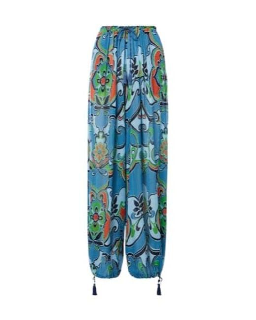 Etro Blue Printed Wide-Leg Pants