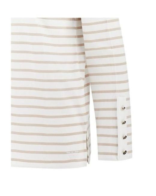 Emporio Armani White Long-Sleeved Striped Knit Sweater