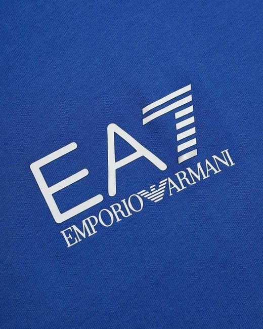 EA7 Blue Round Collar Logo T-Shirt for men