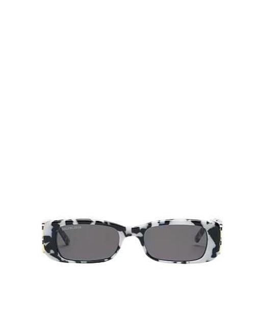 Balenciaga White Rectangular Sunglasses