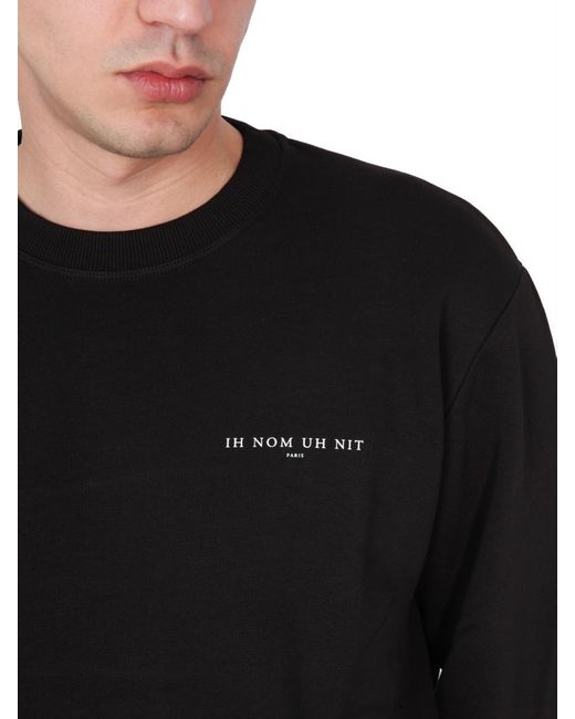 Ih Nom Uh Nit Black Mask-Printed Long-Sleeved Crewneck Sweatshirt for men