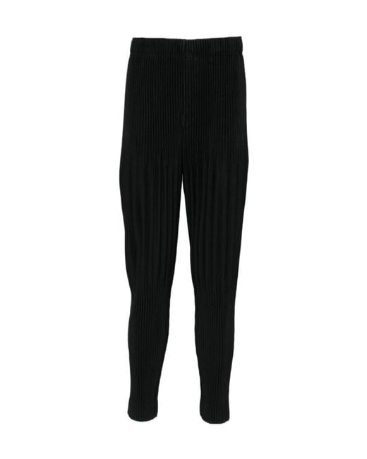 Homme Plissé Issey Miyake Black Plissé Tapered Trousers for men